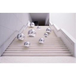 Felfújható tükörgömb, ezüst, kb. 90 cm