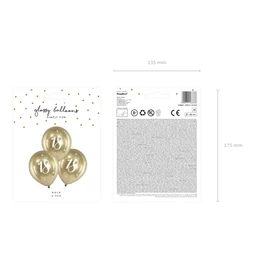 Fényes lufi 30 cm 18 arany S/6