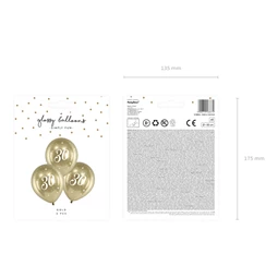 Fényes lufi 30 cm 30 arany S/6