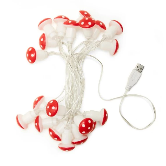 Fényfüzér 20 db gomba formájú izzóval, USB, 300 cm