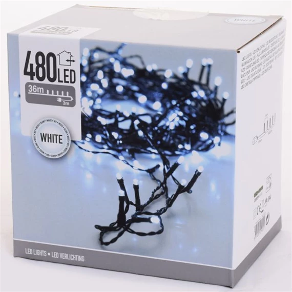 Fényfüzér adapterrel, 480 LED-es, kültéri-beltéri 36 m