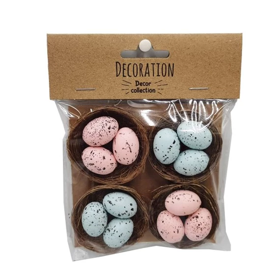 Fészek tojással 4,7x4,7x2,2 cm 2féle S/4