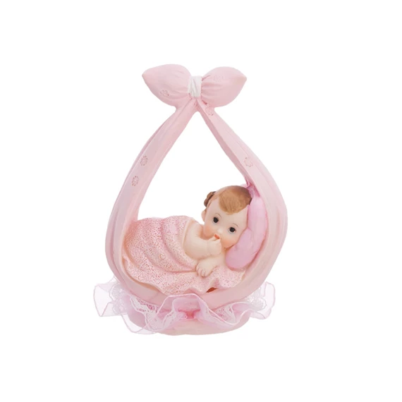 Figura baba lány sálban rózsaszín 11 cm