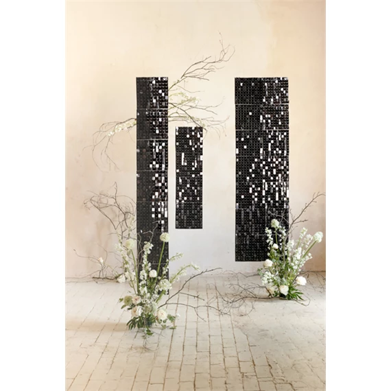 Flitter háttérpanel négyzet alakú fekete 30x30 cm