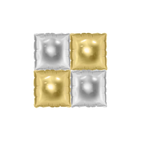 Fólia lufi függöny kétoldalas négyzet, arany-ezüst, 35x35 cm S/4