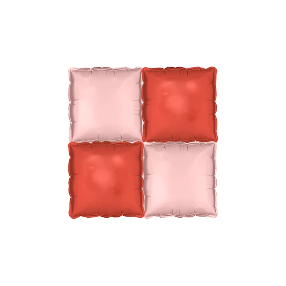 Fólia lufi függöny kétoldalas négyzet, rózsaszín-piros, 35x35 cm S/4