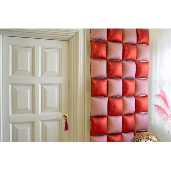 Fólia lufi függöny kétoldalas négyzet, rózsaszín-piros, 35x35 cm S/4