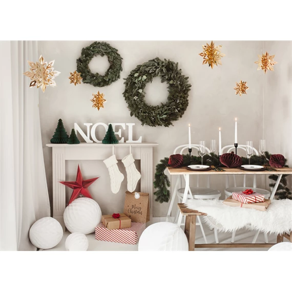 Függő dekoráció hópelyhek 15-25 cm arany S/6