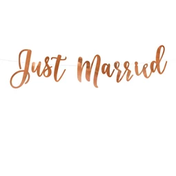 Girland felirattal "Just Married" papír 20x77cm rosegold