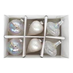 Gömb, hagyma, csepp, irizáló, akasztós 8 cm S/6