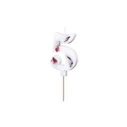 Gyertya 5-ös szám születésnapi fehér virágszirommal 8 cm