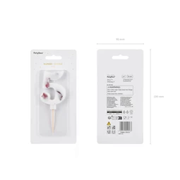 Gyertya 5-ös szám születésnapi fehér virágszirommal 8 cm