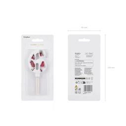 Gyertya 6-os szám születésnapi fehér virágszirommal 8 cm