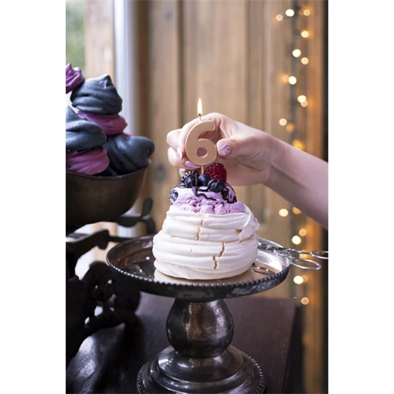 Gyertya 6-os szám születésnapi rózsaarany 4,5 cm