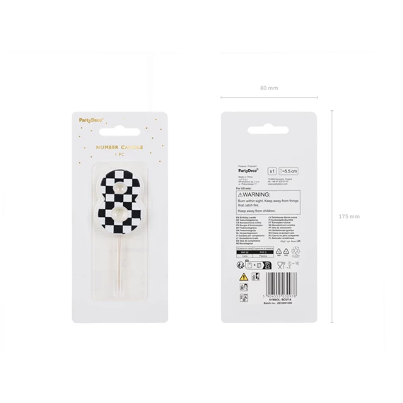 Gyertya 8-as szám születésnapi 5,5 cm mix