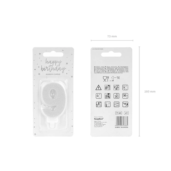 Gyertya 9-es szám születésnapi ezüst 7 cm
