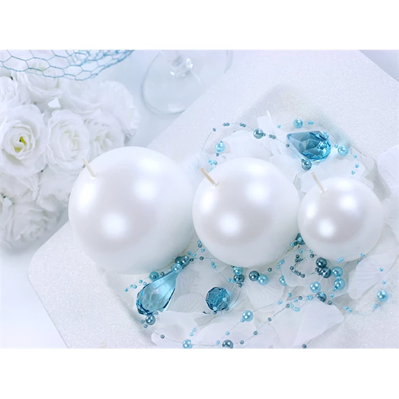 Gyertya gömb, fémes, gyöngyház, 8 cm S/6