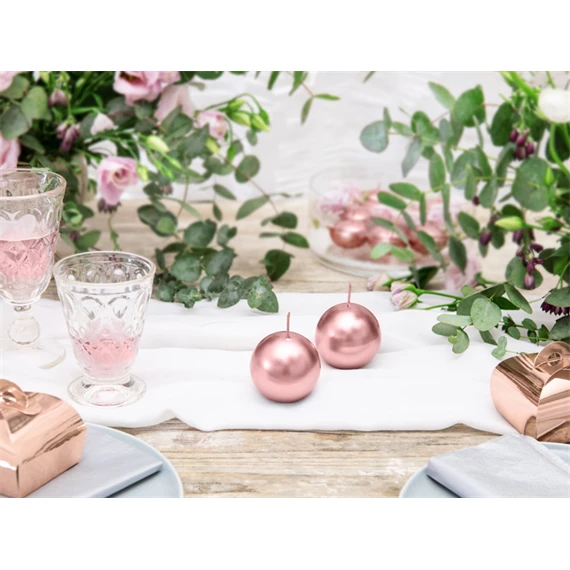 Gyertya gömb fémes rózsaarany 6 cm S/10