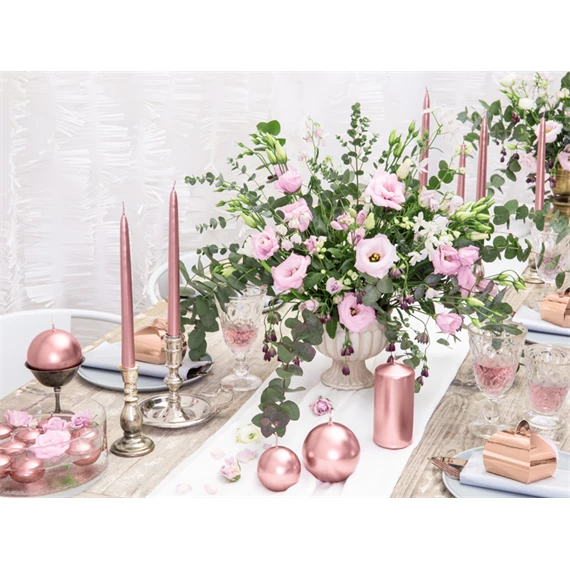 Gyertya gömb, metál, rózsaarany, 8 cm S/6