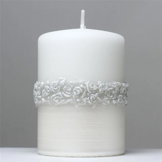 Gyertya henger, 3D virág mintával 7x10 cm
