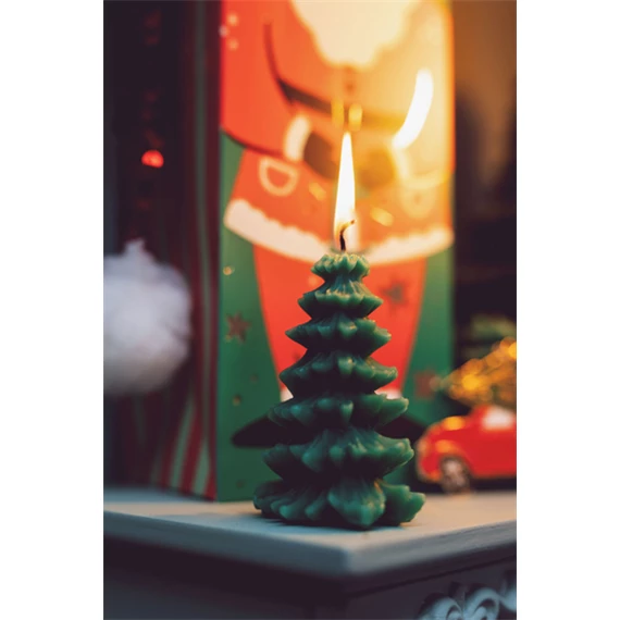 Gyertya karácsonyfa 10 cm sötétzöld