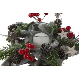 Gyertyatartó dekorációval 20x20x8 cm