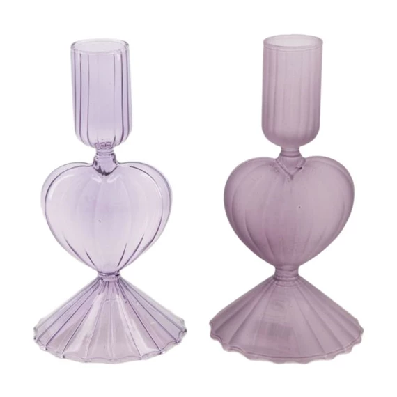 Gyertyatartó szív alakú 6,5x6,5x15,5 cm 2féle