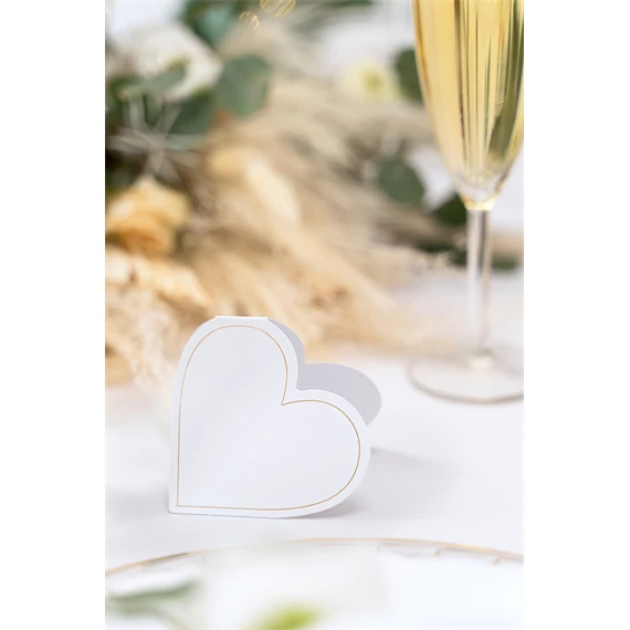 Helykártya szívek 15,7x22 cm fehér S/10