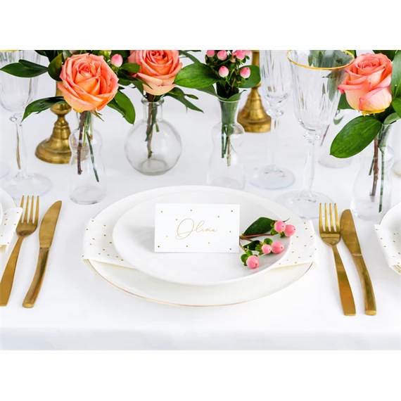 Helykártyák pöttyök arany 9,5x5,5 cm S/10