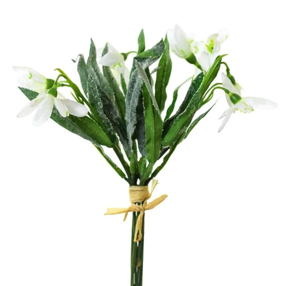 Selyemvirág hóvirág csokor, deres 23 cm