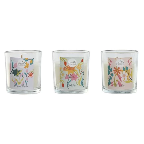 Illatgyertya virágos 8x8x8 cm 3 féle