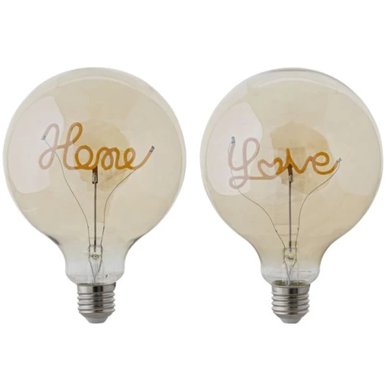 Izzó LED-es "Home" és "Love" felirattal 12,5x12,5x17 cm 2 féle
