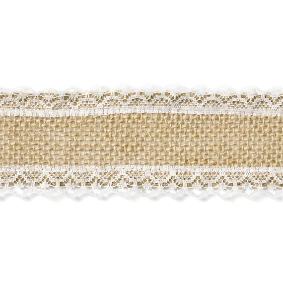 Juta szalag csipkével 5x500 cm