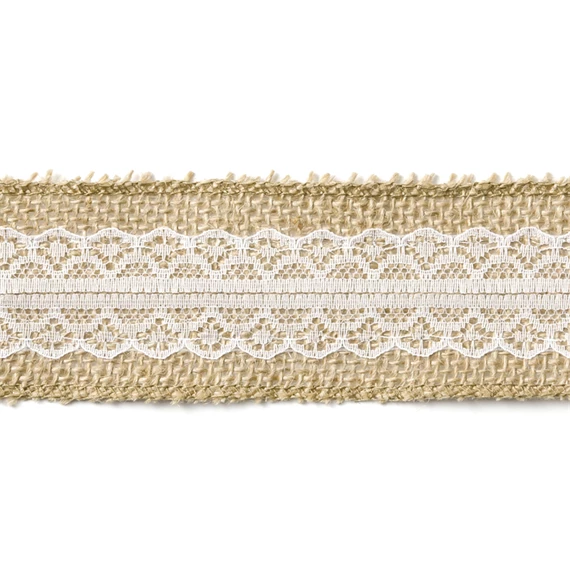 Juta szalag csipkével 5x500 cm