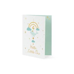 Kártya függő dekorációval bálna, világos tiffany kék, 14x20 cm