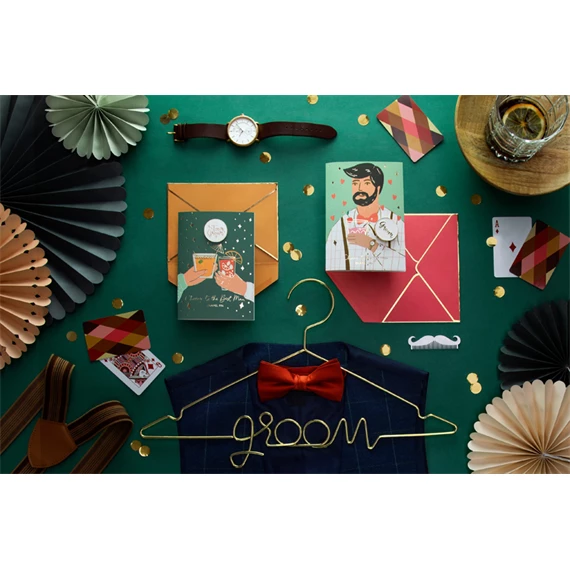 Kártya zománc kitűzővel vőlegény, 10,5x15 cm