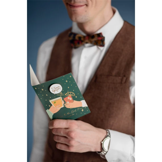 Kártya zománc kitűzővel vőlegény csapat, 10,5x15 cm