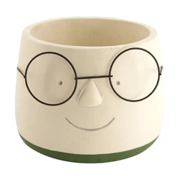 Kaspó arccal, szemüveggel 20,5x20,5x16 cm