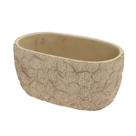 Kaspó ovális levél mintával 20,3x11,3x9,8 cm