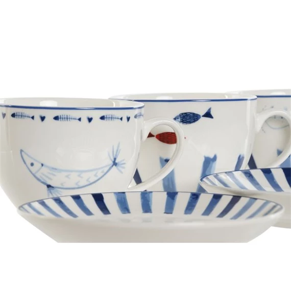 Kávés készlet, rák, hal mintával 12x9x7 cm 3 féle