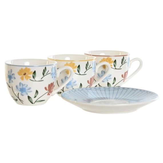 Kávés készlet virágos 11,5x11,5x6 cm 90 ml 3 féle