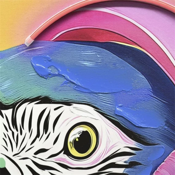 Kép keretes, kézzel festett, LED-es, madár 63x3x93 cm 2 féle