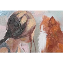 Kép kislányok macskával, keretes 80x3,5x60 cm 2 féle