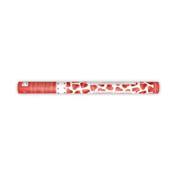Konfetti ágyú szívekkel piros 60 cm