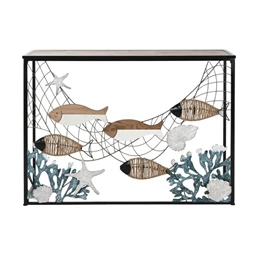 Konzol asztal hal mintával 108x37x80 cm