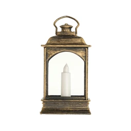 Lámpás LED-es gyertyával, rusztikus 15x6 cm