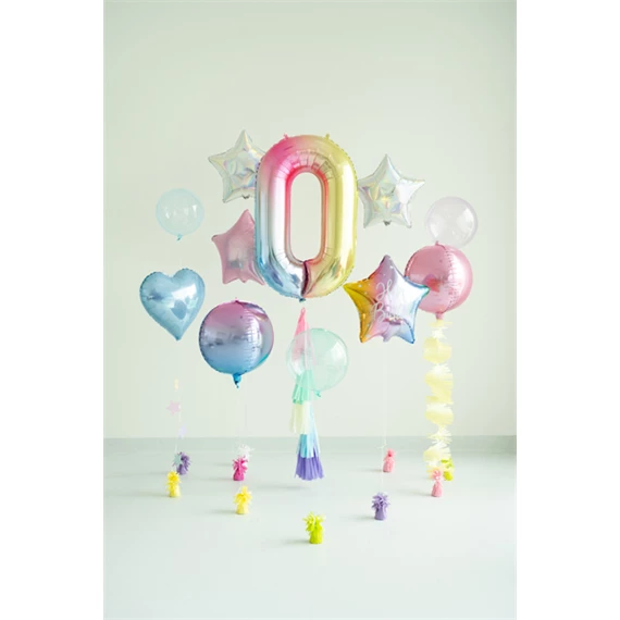 Lufi 0-ás szám fólia 86 cm pasztell szivárvány