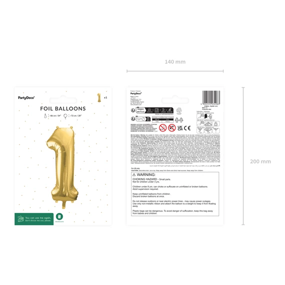 Lufi 1-es szám fólia 72 cm világos arany