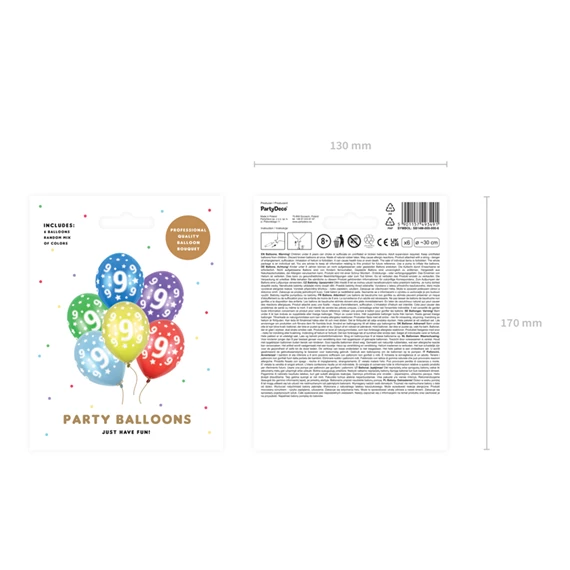 Lufi erős 30 cm 9. születésnap fémes mix S/6