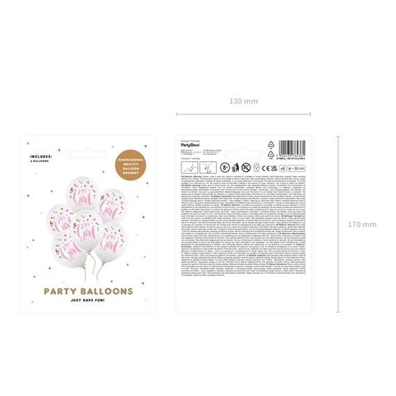 Lufi 30 cm it`s a girl pasztell tiszta fehér S/6